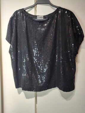 Shimmer Black Sequin Short Sleeve Tee